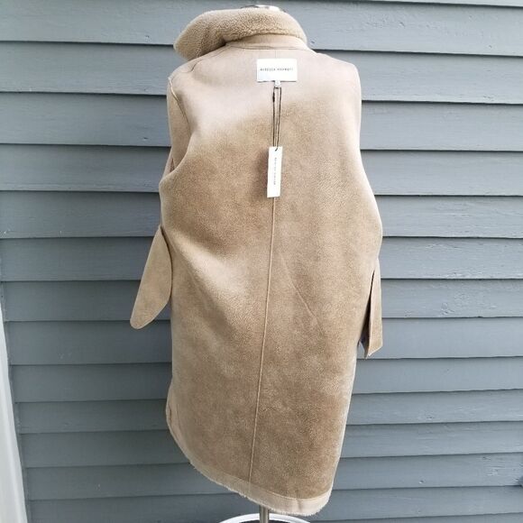 Rebecca Minkoff Harper Teddy Sherpa Oatmeal Beige Shacket Shirt Long Jacket XL - Picture 3 of 9